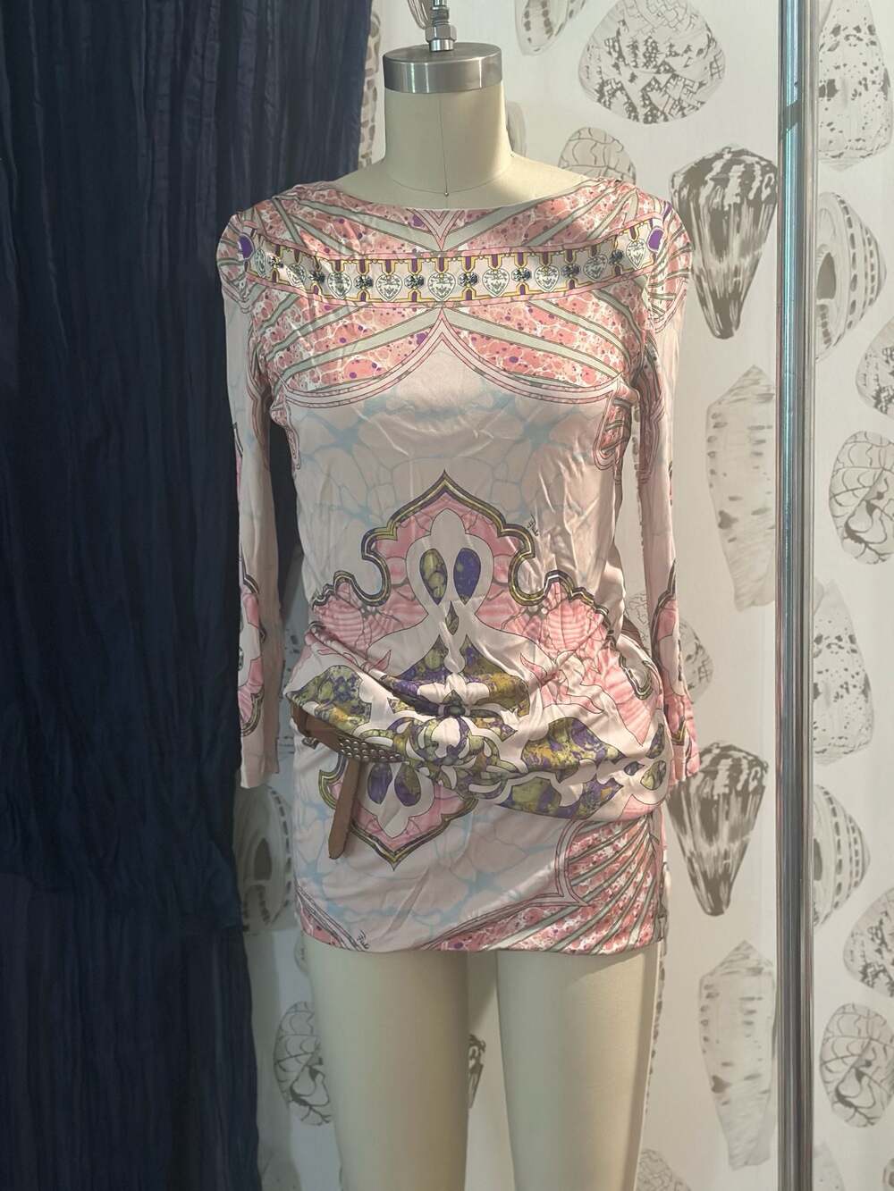 Emilio Pucci Long Sleeve Printed Viscose Mini Dress